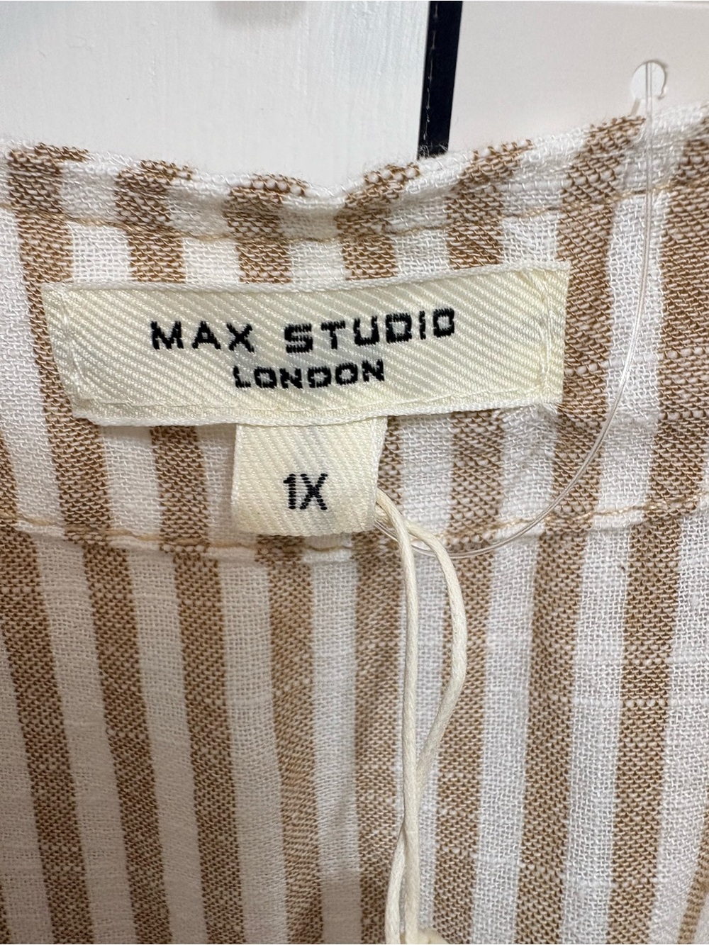 Oversized Lagenlook Granola Coastal Beige & White Vertical Stripe maxi dress NWT - Picture 4 of 6